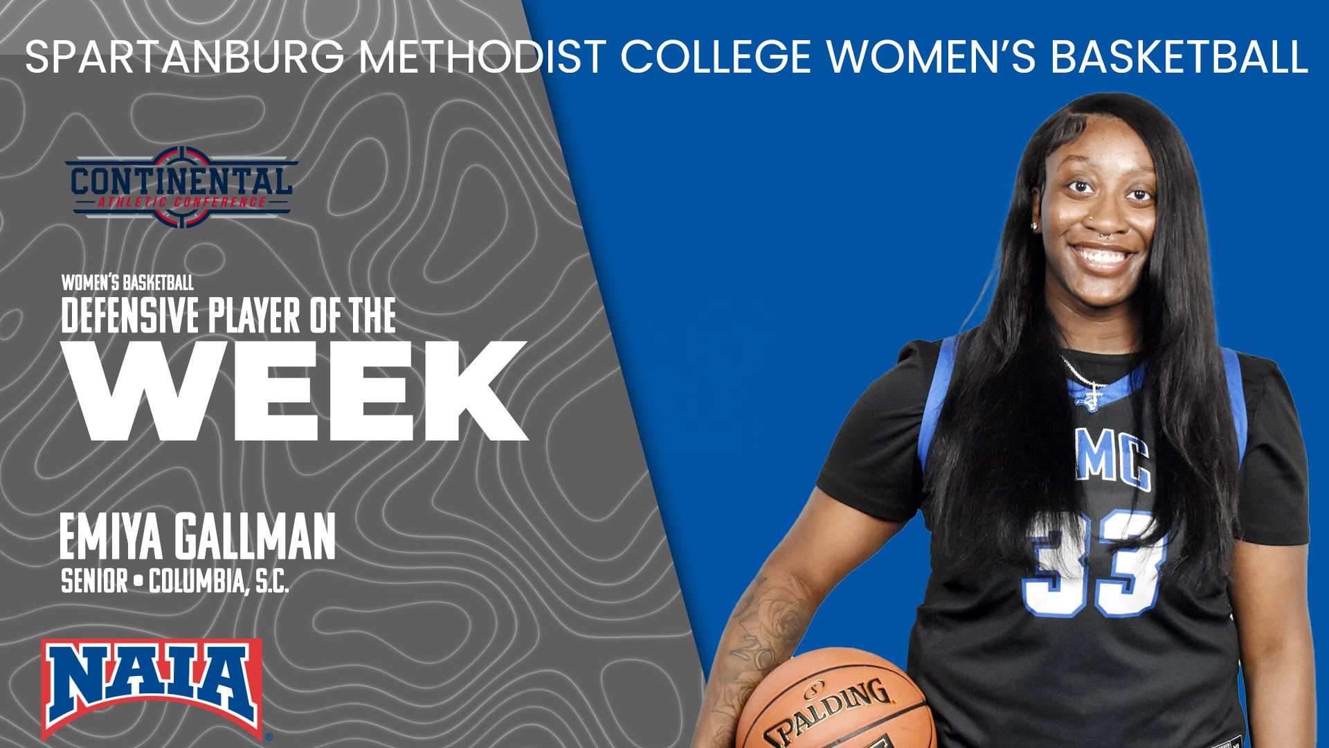 Emiya Gallman Named CAC Women's Basketball Defensive Player of the Week